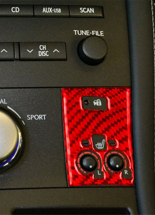 Red Carbon Fiber Heated Seat Control Cover Trim For Lexus CT200h 2011-2017