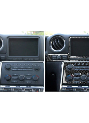 2pcs Carbon Fiber Dashboard Navigation Panel Cover Trim For Nissan Gt-r R35