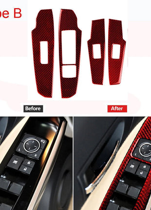 Red Carbon Fiber Window Switch Panel Trim Cover Type B For Lexus IS250 350 14-18