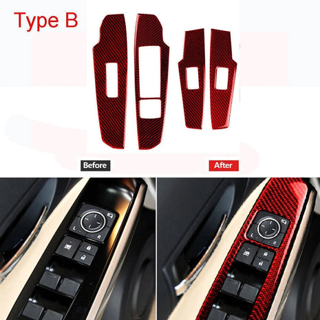 Red Carbon Fiber Window Switch Panel Trim Cover Type B For Lexus IS250 350 14-18