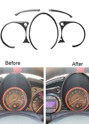 5Pcs Carbon Fiber Instrument Cluster Panel Cover Trim For 2009-2020 Nissan 370Z