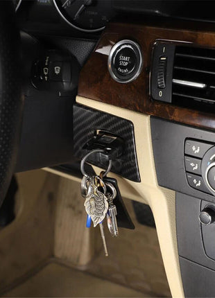 Carbon Fiber Abs Key Hole Ignition Switch Cover For Bmw 3 Series E90 E92 2005-12