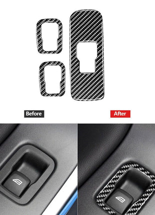 3Pcs Carbon Fiber Window Switch Button Panel Cover Trim For Volvo V60 2010-2017
