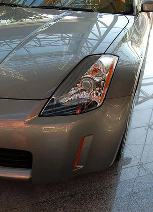 Carbon Fiber Headlight Eyebrow Decorative Trim Cover For Nissan 350Z 2003-2009