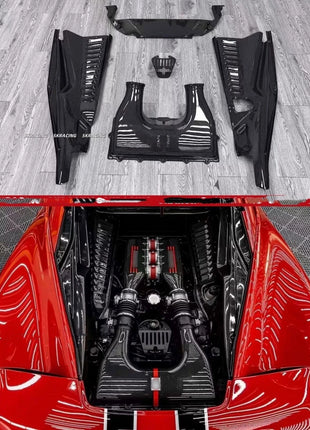 Dry Carbon Fiber Engine Covers Set Protector Kit For Ferrari 458 Italia Speciale