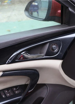 Fit For Buick Regal 2009-2013 Carbon Fiber Inner Door Handle Frame Cover Trim 4*
