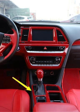 For Hyundai Sonata 9 18-19 Red Carbon Fiber Console Gear Shift Frame Cover Trim