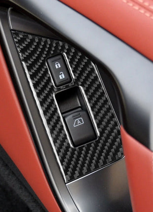 2pcs Carbon Fiber Window Switch Panel Cover Trim For Nissan Gt-r R35 2008-2016