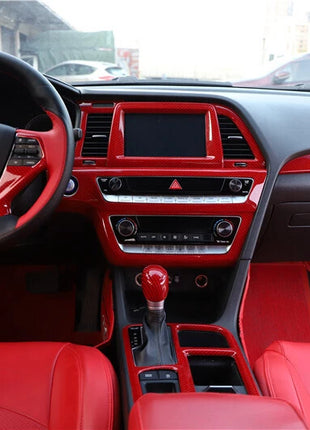 For Hyundai Sonata 18-19 Red Carbon Fiber Console Cigarette Lighter Storage Box
