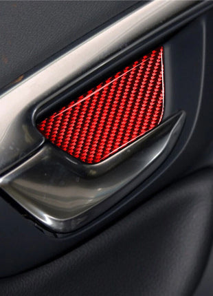 Red Carbon Fiber Inner Door Dowl's Decorative Cover Trim For Volvo V60 2010-2017