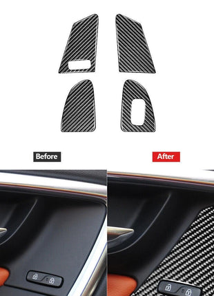 4Pcs Carbon Fiber Window Switch Button Cover Trim For Volvo V60 2010-2017 Type C