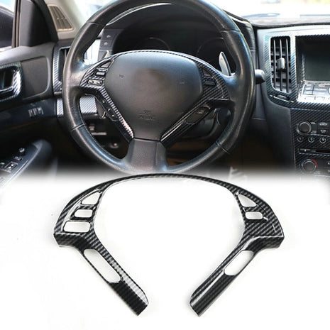For Infiniti G37 2010-2013 Carbon Fiber Car Steering Wheel Button Cover Trim