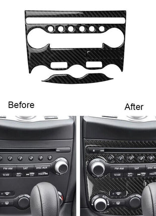3Pcs For Nissan 370Z Carbon Fiber Air Conditioner Control Panel Cover Trim