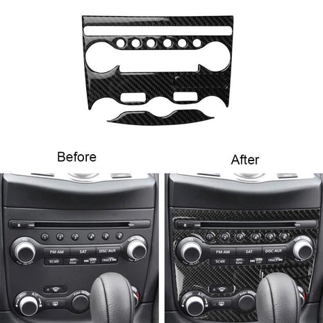 3Pcs For Nissan 370Z Carbon Fiber Air Conditioner Control Panel Cover Trim