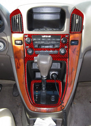 5Pcs Red Carbon Fiber Interior Central Console Cover Trim For Lexus RX300 Type A