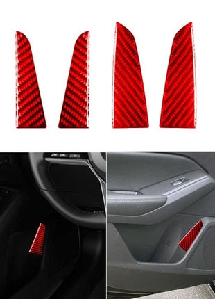 4X Red Carbon Fiber Door Pull Inner Panel Cover Trim For Nissan Altima 2019-2022