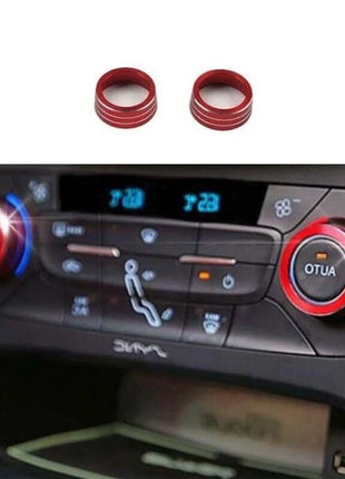 AC Knob Cover Trim For Ford Focus 2015-2018 Central Console Red Aluminum 2PCS