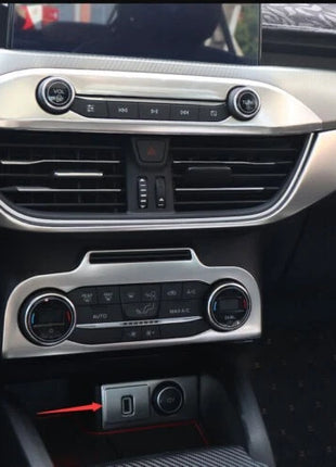 Steel USB Trim Frame 1pcs Silver For Ford Focus ST RS 2019-2020 Front Row
