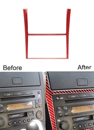 Red Carbon Fiber Navigation Panel Outer Frame Trim Cover For Nissan 350Z 2003-09