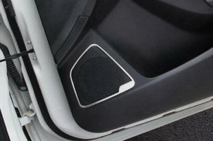 Inner Door Speaker Frame Cover Trim Silver Steel Fit For Ford Focus 12-18 4PCS