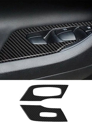 2x Carbon Fiber Front Door Window Lift Cover Trim For Nissan Altima 2013-2015