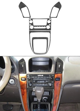 5Pcs Carbon Fiber Interior Central Console Cover Trim For Lexus RX300 Type A