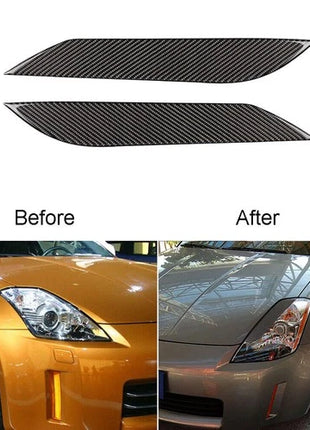 Carbon Fiber Headlight Eyebrow Decorative Trim Cover For Nissan 350Z 2003-2009
