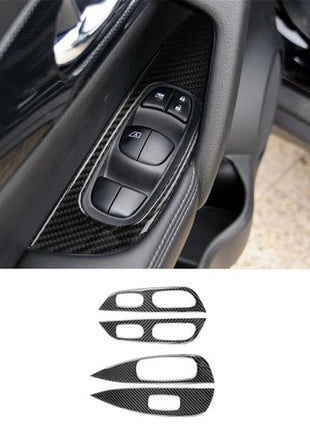 4X Carbon Fiber Door Window Control Panel Cover Trim For Nissan Rogue 2014-2016