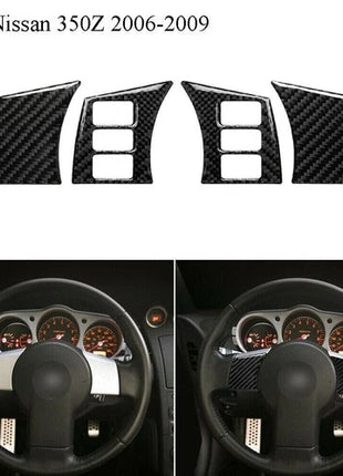 4Pcs Carbon Fiber Interior Steering Wheel Trim Cover For Nissan 350Z 2006-2009
