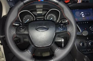 3PCS Cover Trim Carbon Fiber Steering Wheel Button Fit For Ford Focus 2012-2014