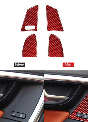 Red Carbon Fiber Window Switch Button Cover Trim For Volvo V60 2010-2017 Type A