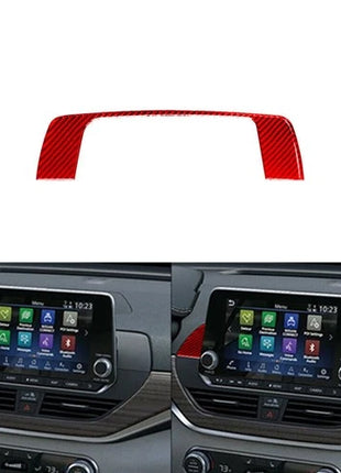 Red Carbon Fiber LCD Screen Above Frame Cover Trim For Nissan Altima 2019-2022