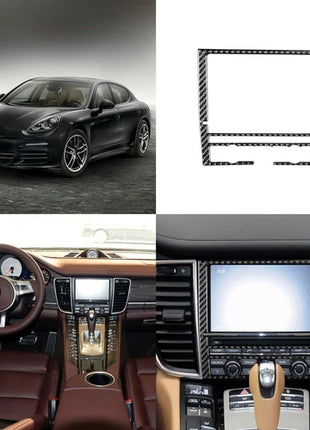 Carbon Fiber Middle Console Navigation Cover Trim For Porsche Panamera 2010-2016