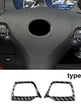 2X Carbon Fiber Steering Wheel Button Cover Trim For Lexus GS350/450h 2006-2011