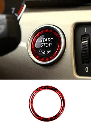 Red Carbon Fiber Engine Start Stop Switch Button Trim For Bmw 3 Series E90 05-12