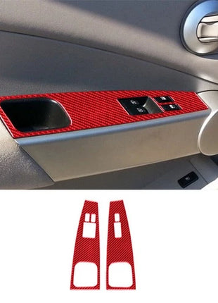 2Pcs Red Front Window Switch Button Trim Cover For Nissan Quest 2004-2006 Type A