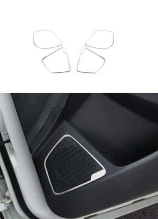 Inner Door Speaker Frame Cover Trim Silver Steel Fit For Ford Focus 12-18 4PCS