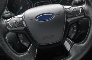 3PCS Cover Trim Carbon Fiber Steering Wheel Button Fit For Ford Focus 2012-2014