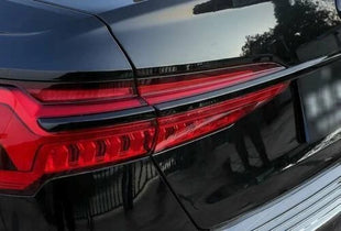 For Audi A6 C8 2019-23 Black Titanium Rear Door Trunk Cover & Tail Light Trim 3x