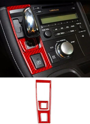 Red Carbon Fiber Gear Shift Panel Cover Trim Sticker For Lexus CT200h 2011-2017