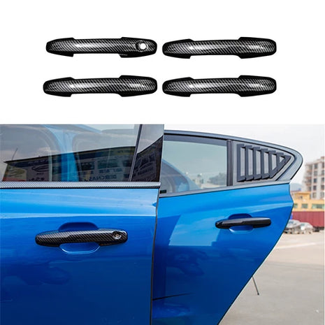 For Ford Focus 2019-2020 Door Handle Exterior Side Cover Trim 4pcs Carbon Fiber