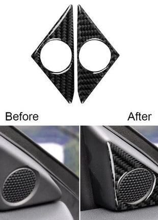 2pcs Carbon Fiber Loudspeaker Frame Cover Trim For Nissan Gt-r R35 2008-2020