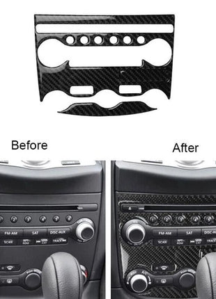 3Pcs For Nissan 370Z Carbon Fiber Air Conditioner Control Panel Cover Trim