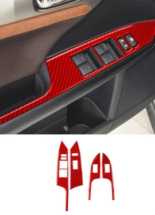 4X Red Carbon Fiber Window Switch Lift Panel Cover Trim For Lexus CT200h 2011-17