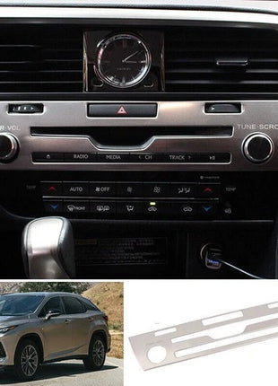 1P Silver Steel Central Volume CD Switch Panel Cover For Lexus RX350 450h 16-22