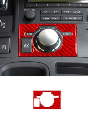 Red Carbon Fiber Center Console Drive Mode Panel Trim For Lexus CT200h 2011-2017