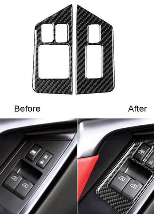 2pcs Carbon Fiber Window Switch Panel Cover Trim For Nissan Gt-r R35 2008-2016