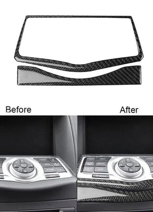 1 Set For Nissan 370z 2009-2020 Carbon Fiber Navigation Decoration Cover Trim