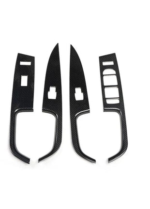 Door Window Lift Switch Cover Trim 4pcs Fit For Volvo S80 2009-2015 Carbon Fiber