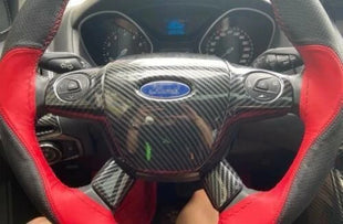 3PCS Cover Trim Carbon Fiber Steering Wheel Button Fit For Ford Focus 2012-2014